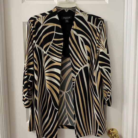 Perceptions New York size 14 open front lightweight jacket w/ruched sleeves - Picture 1 of 7